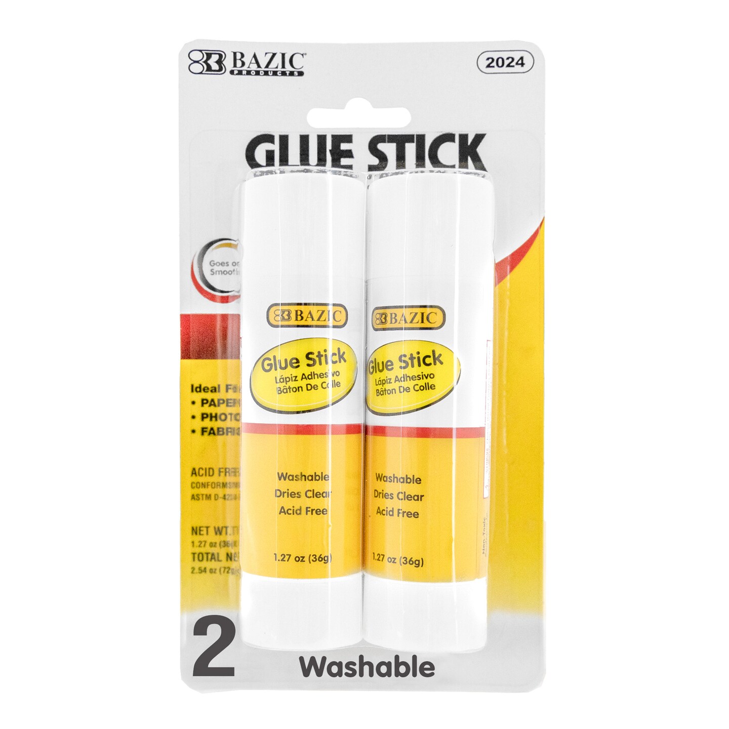 BAZIC Glue Stick All Purpose 1.27 oz (36g)(2/Pack)