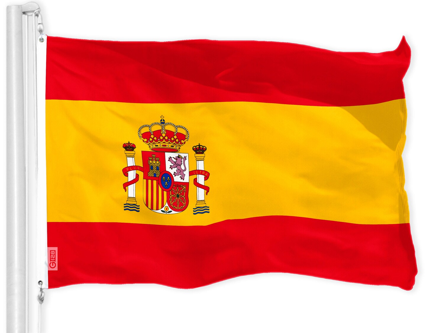 G128 Combo Pack: USA American Flag 3x5 Ft 150D Printed Stars &#x26; Spain (Spainish) Flag 3x5 Ft 150D Printed