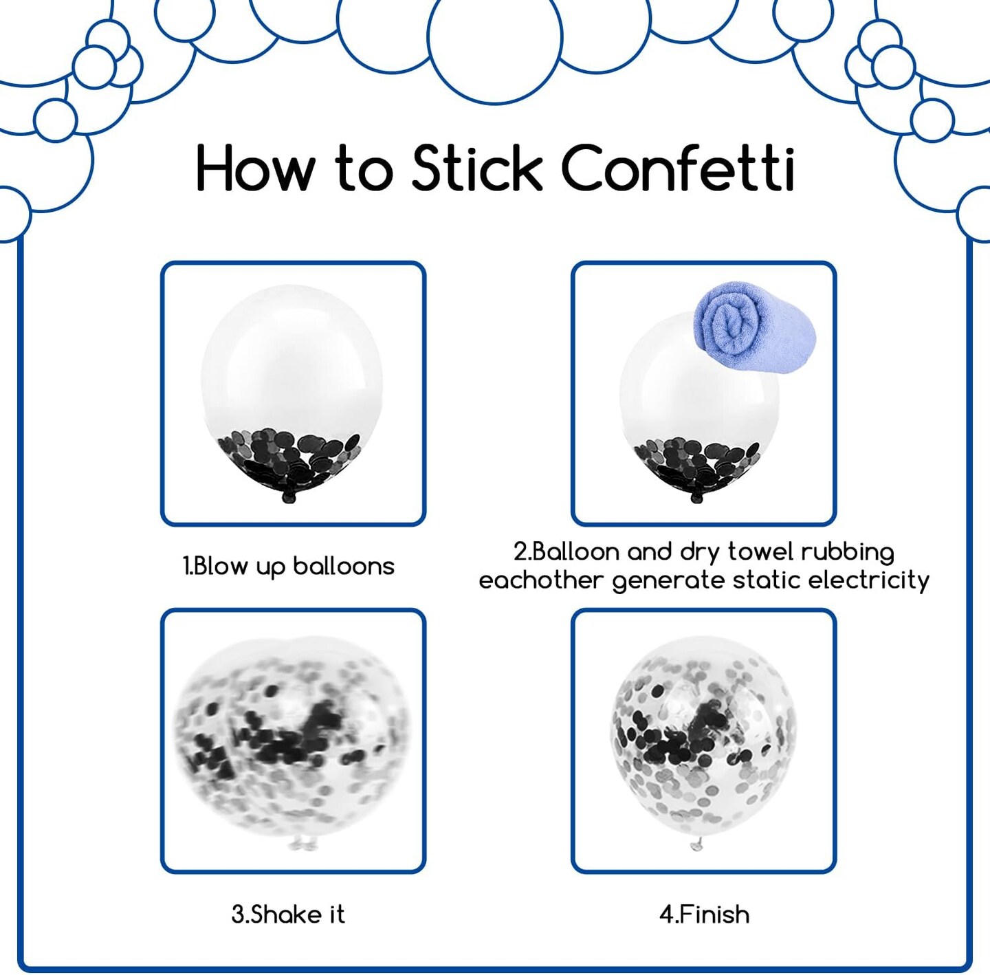 Black and White Balloon Garland Arch Kit, 124pcs White Black Confetti Latex Balloons for Baby Shower Birthday Graduation Wedding Engagements Anniversary Celebrations Party Decorations