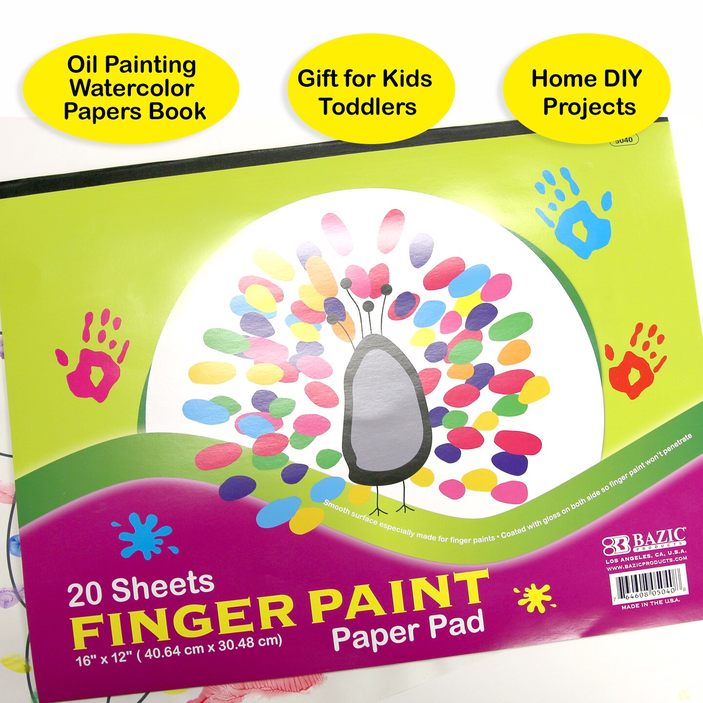BAZIC Finger Paint Paper Pad, 16&#x22;X 12&#x22;(20 Ct.)