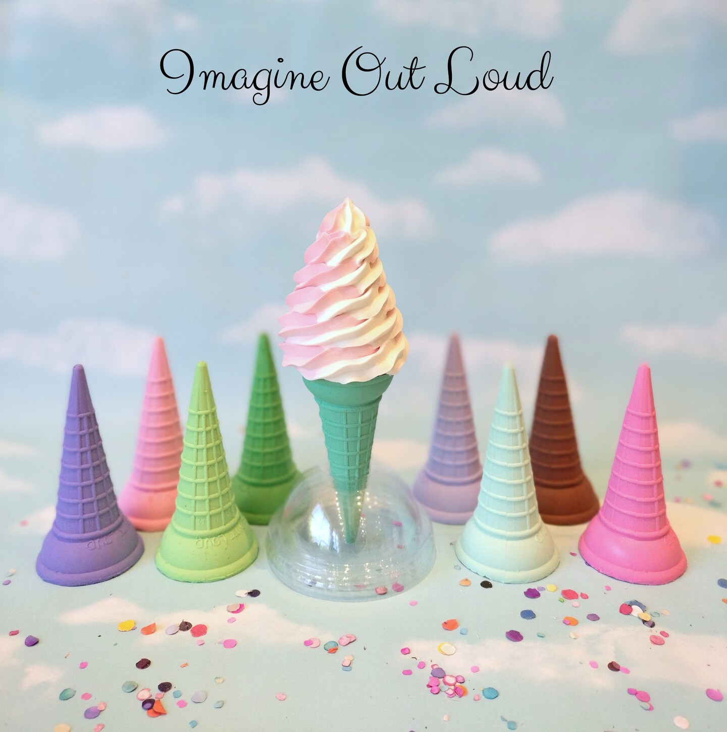 Fake Ice Cream CONE and COLOR CHOICE Soft Serve Pink Strawberry Vanilla