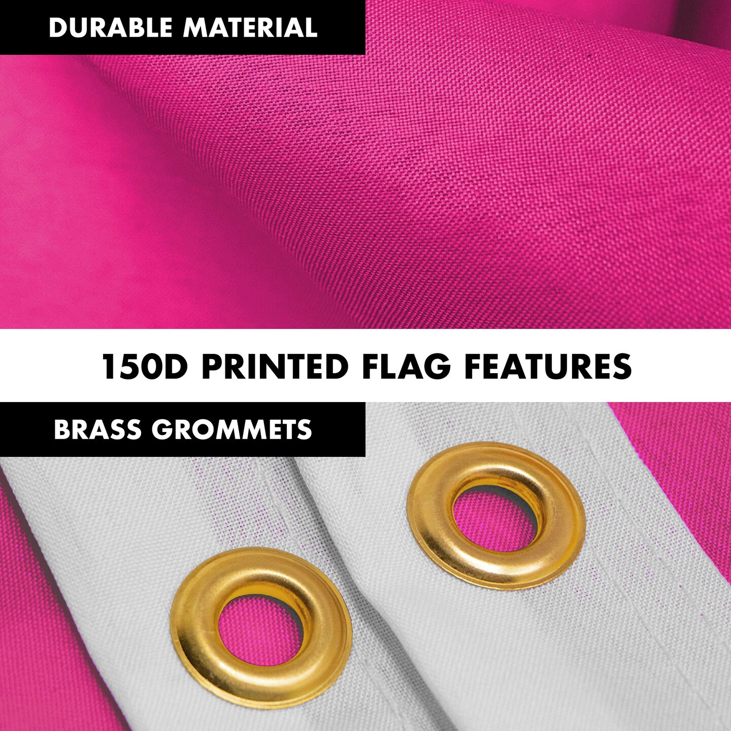 G128 Combo Pack: 6 Feet Tangle Free Spinning Flagpole (Silver) Solid Magenta Flag 3x5 ft Printed 150D Brass Grommets (Flag Included) Aluminum Flag Pole