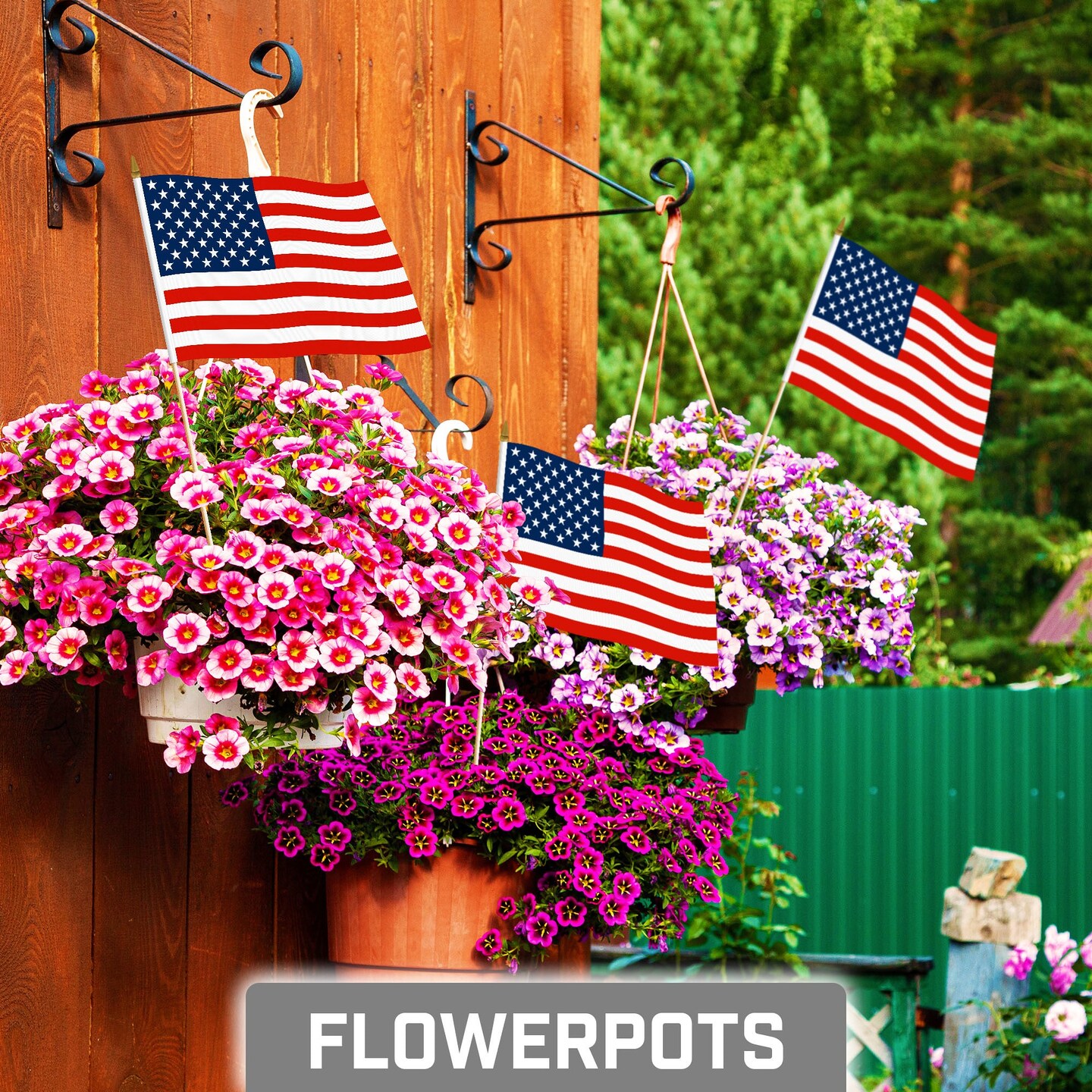 G128 50 Pack Handheld American USA Stick Flags | 8x12 In | Printed 150D Polyester, Country Flag, Solid Wooden Stick, Spear Gold Tip, Great for Patriotic Decorations