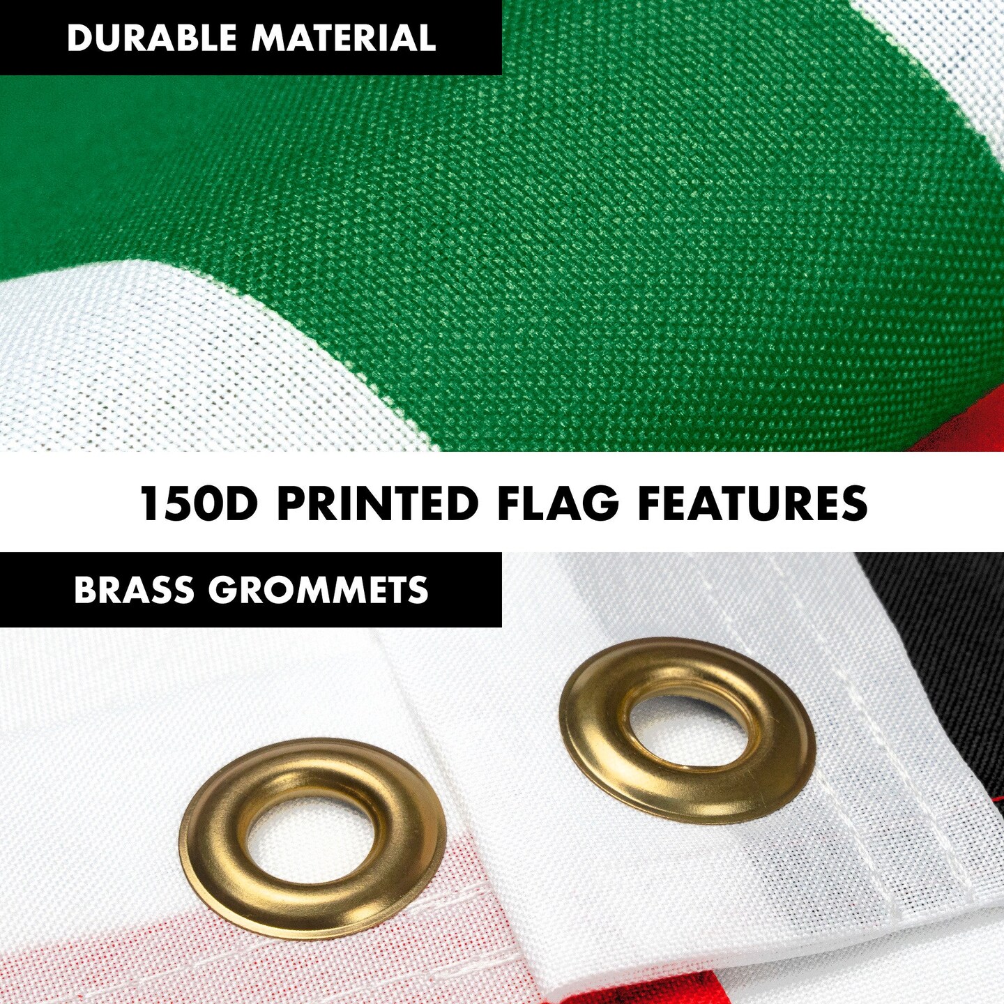 Flag Pole 6FT Black Tangle Free &#x26; Iraq Iraqi Flag 3x5 Ft Combo Printed 150D Polyester By G128