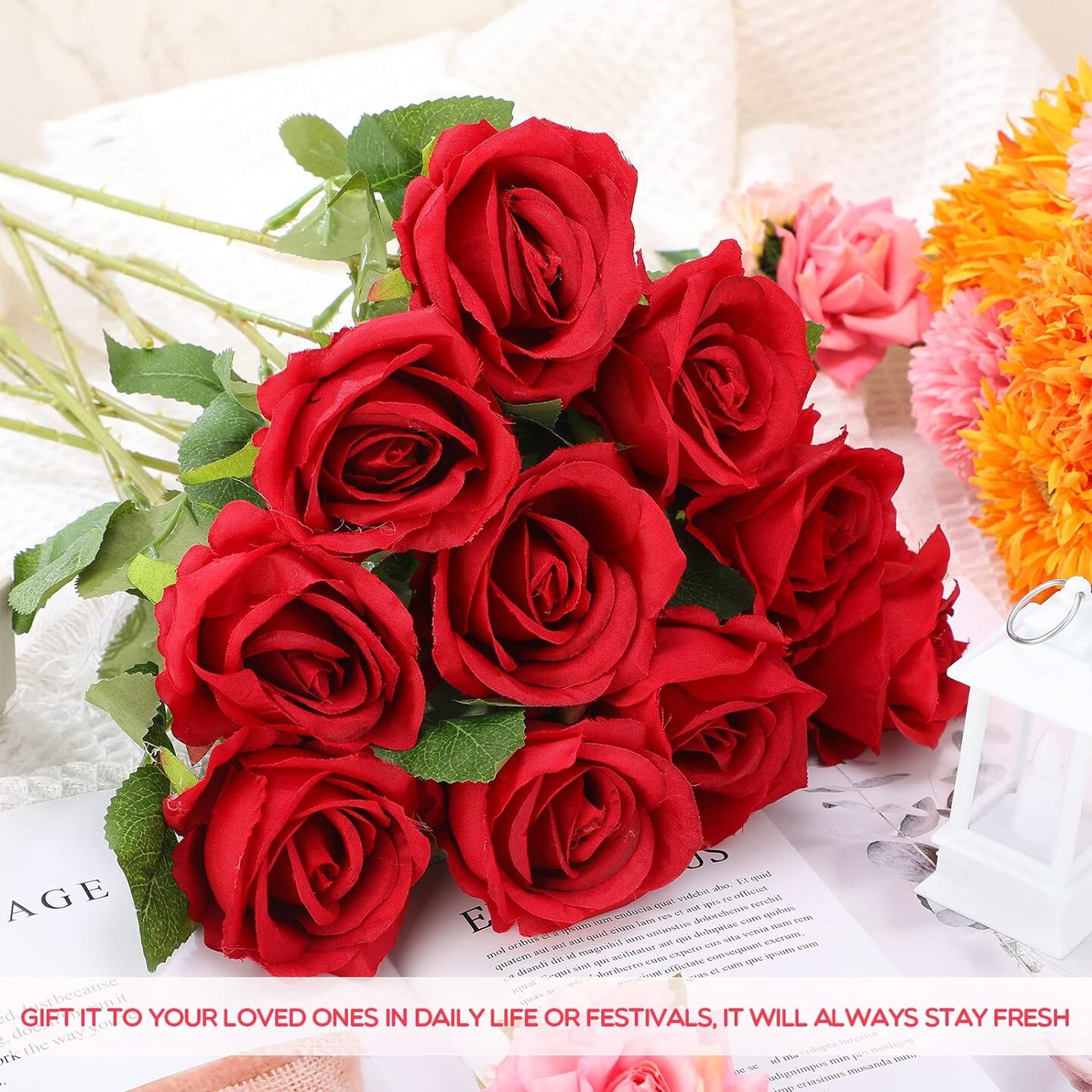 50 Realistic Silk Roses: Perfect for Home, Weddings, and Parties
