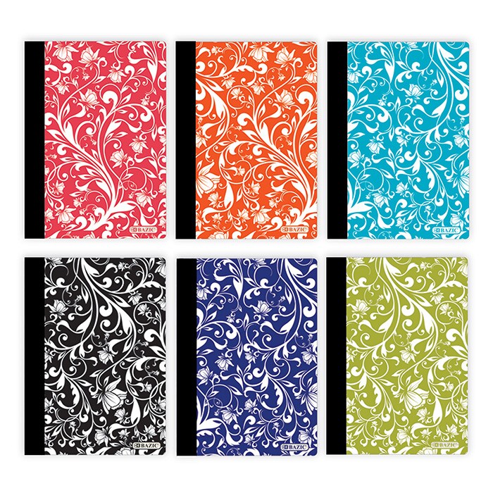 BAZIC Composition Book Poly Cover Floral 5&#x22; x 7&#x22; 80 Ct.