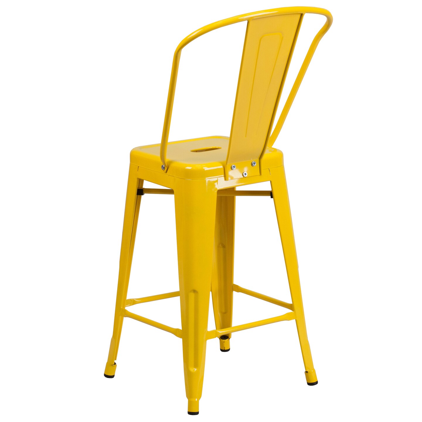 Merrick Lane Dothan Series Metal Stool with Removable Back for Indoor-Outdoor Use