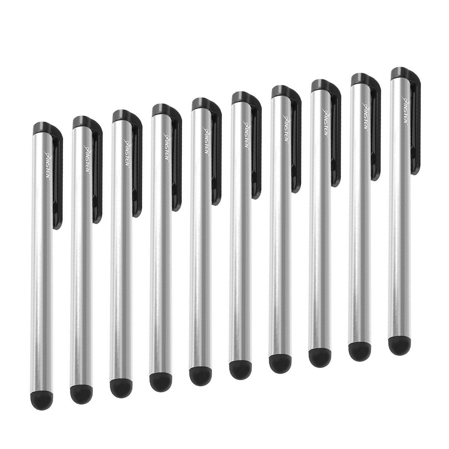 Insten 10 Pack Universal Stylus Pens for Touch Screens, Capacitive Styluses for Android Samsung Tablet Smart Phone Devices, Silver
