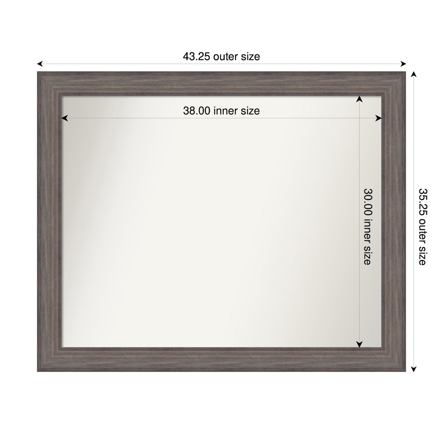 Country Barnwood Non-Beveled Custom Framed Bathroom Vanity Wall Mirror