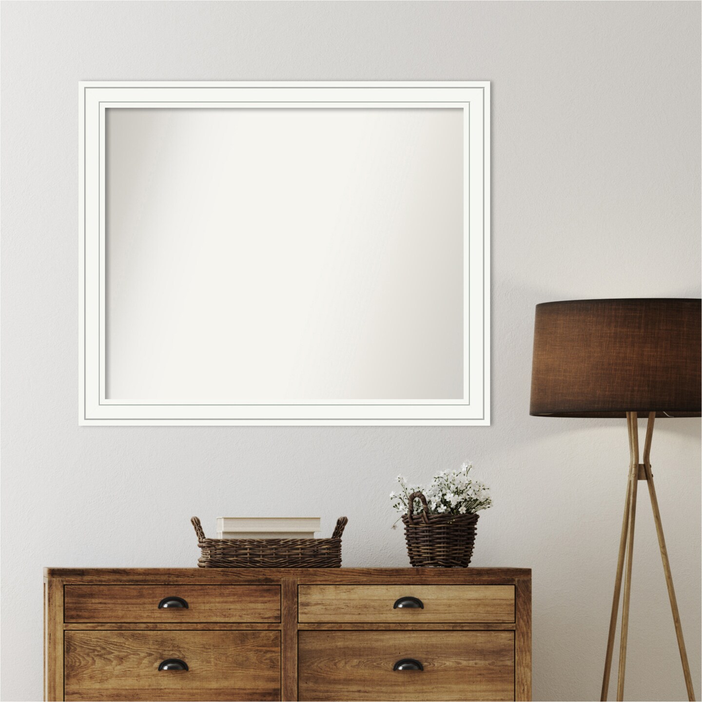 Craftsman White Non-Beveled Custom Framed Bathroom Vanity Wall Mirror