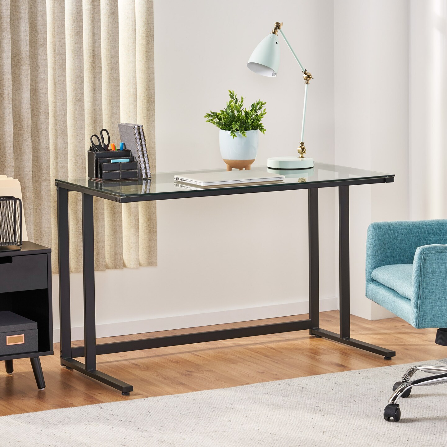 GDF Studio Mumford Glass Computer Desk