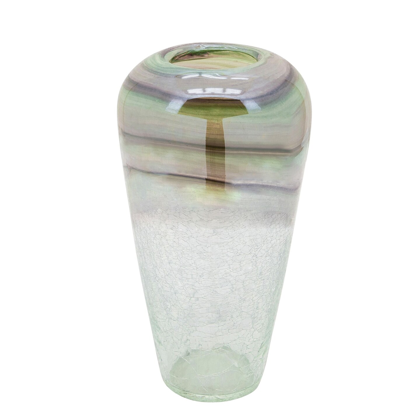 Kingston Living Crackled Glass Vase - 12&#x22; - Green and White