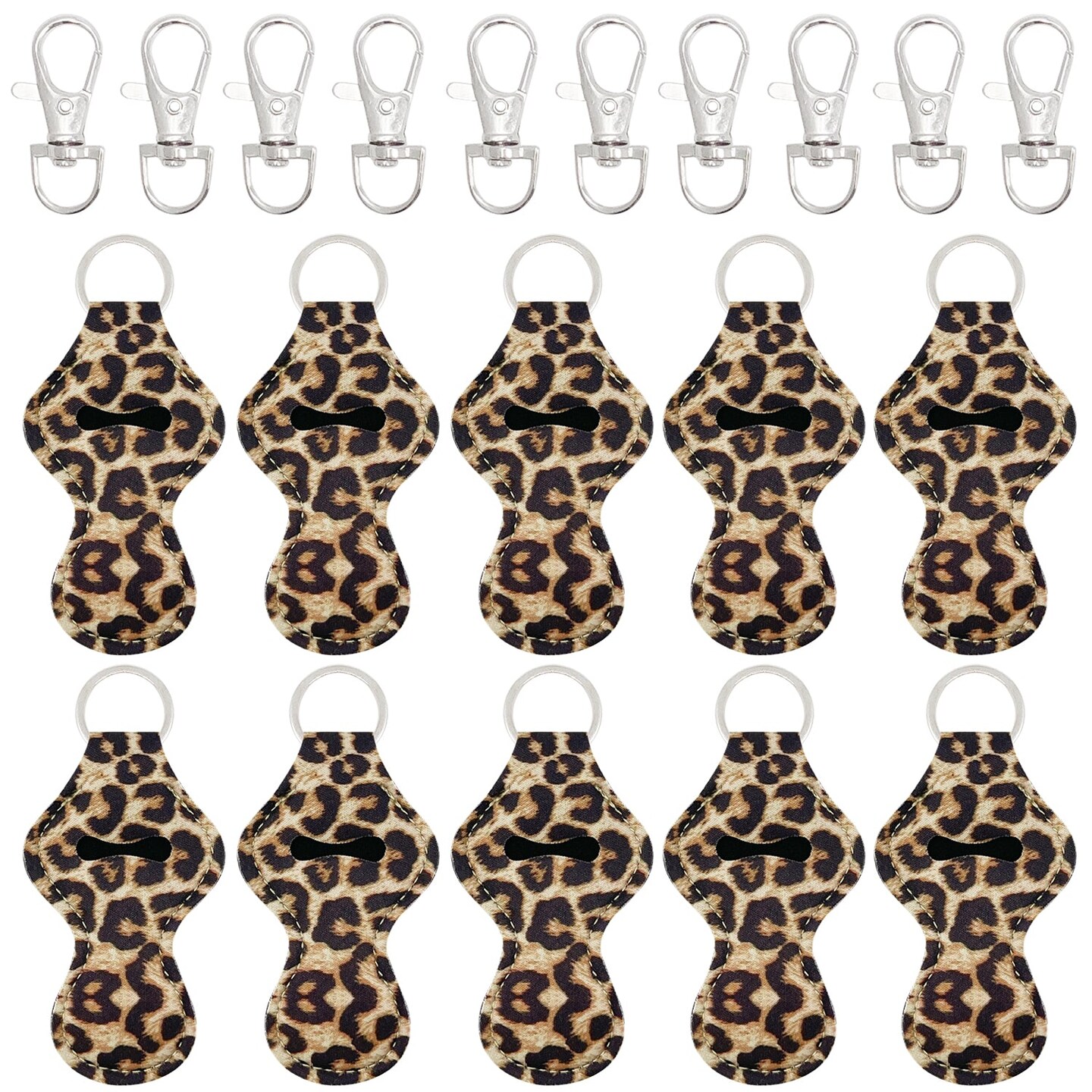 Wrapables 10 Pack Chapstick Holder Keychain with 10 Pieces Metal Clasps
