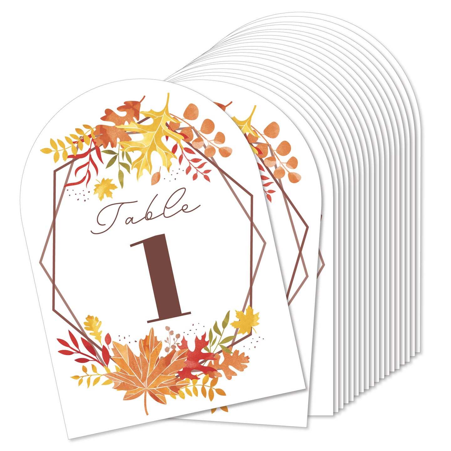 Big Dot of Happiness Fall Foliage Bride - Autumn Leaves Bridal Shower and Wedding Party Double-Sided 5 x 7 inches Cards - Table Numbers - 1-20