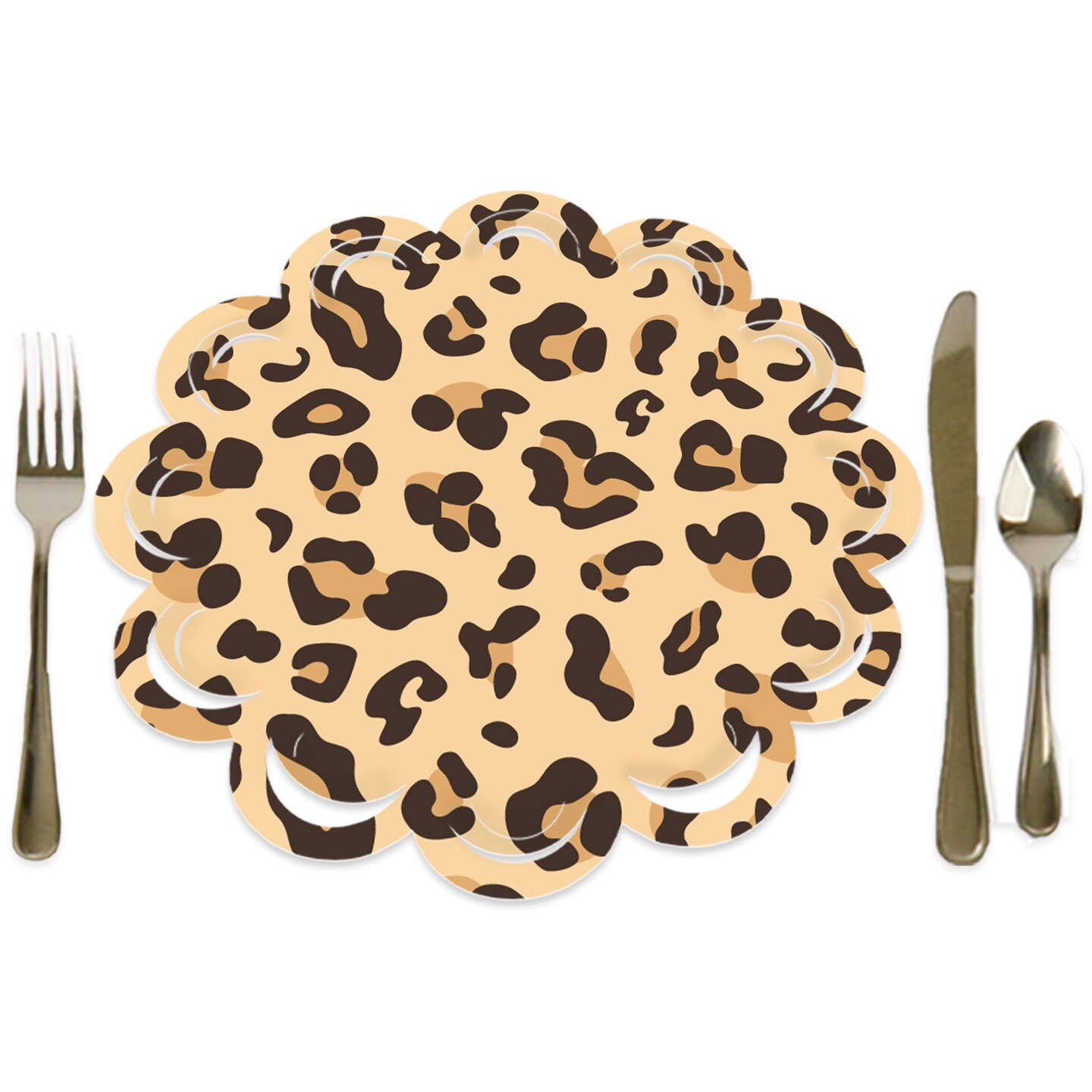 Big Dot of Happiness Leopard Print - Cheetah Party Round Table Decorations - Paper Chargers - Place Setting For 12
