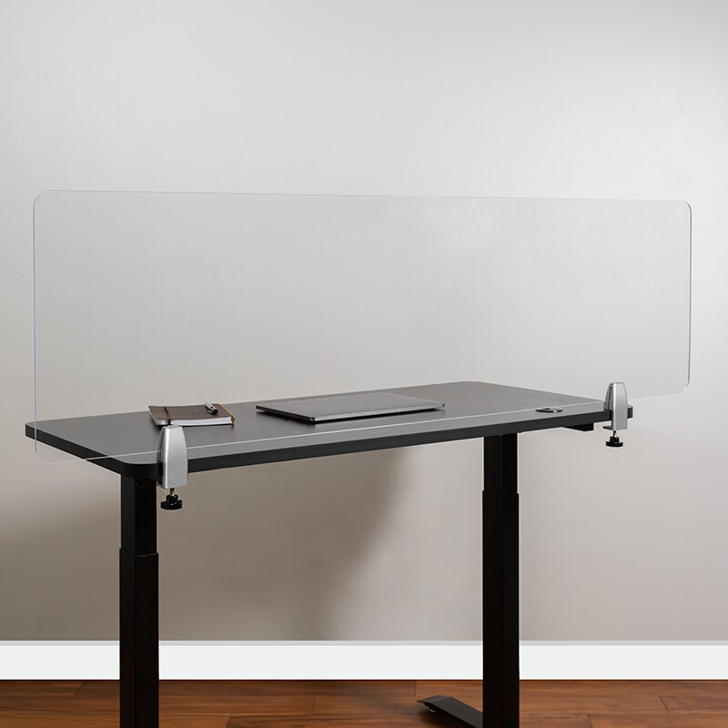 Flash Furniture Clear Acrylic Desk Partition, 18"H x 60"L Hardware Included BR-DDIA-45152-GG