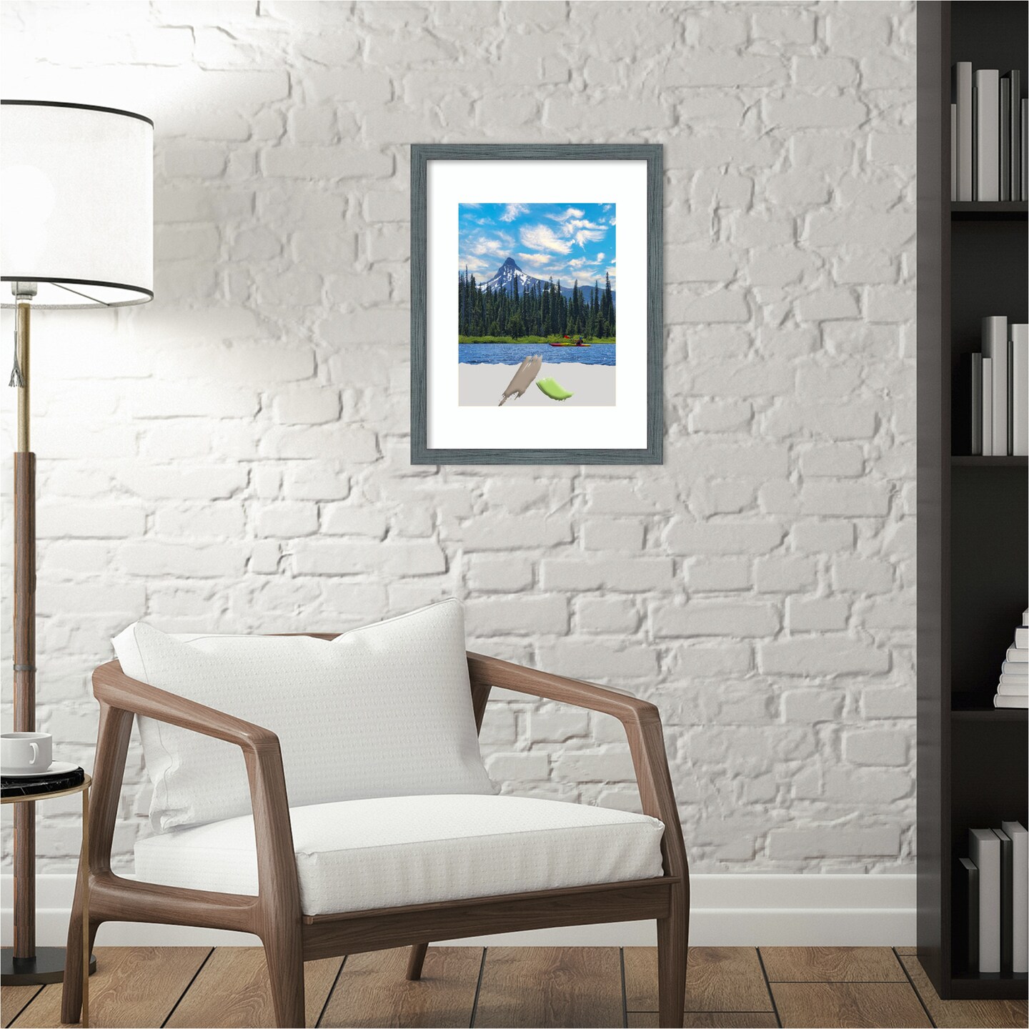 Dixie Blue Grey Rustic Narrow Wood Picture Frame, Photo Frame, Art Frame