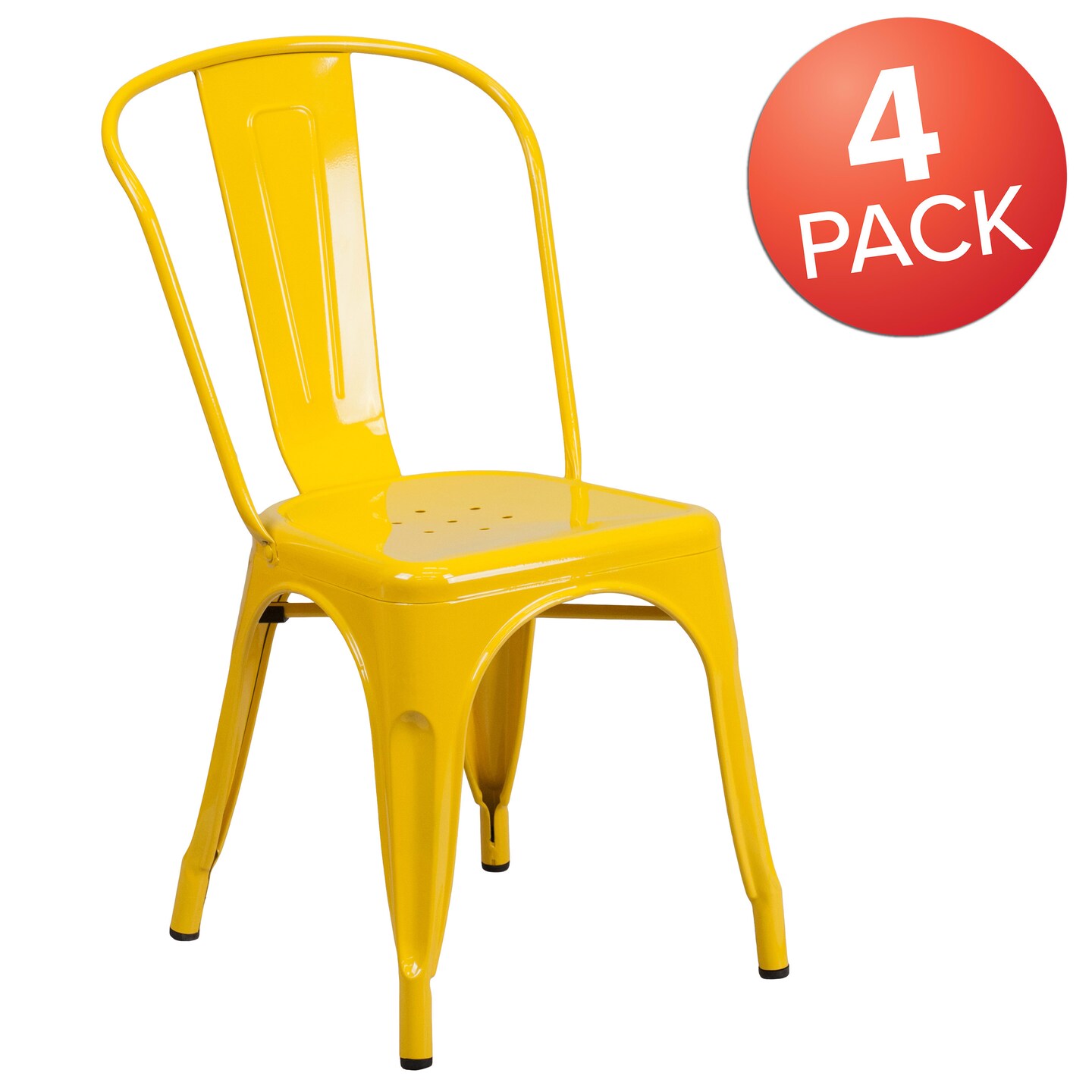 Emma and Oliver Commercial Grade 4 Pack Metal Indoor-Outdoor Stackable Chair