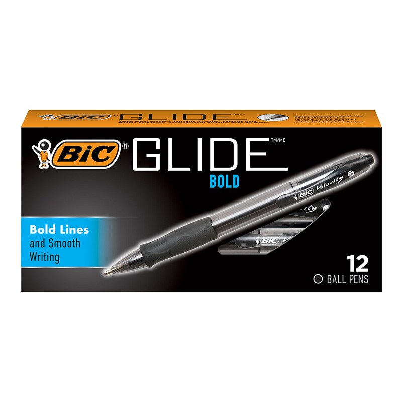 Glide&#x2122; Bold Retractable Ball Point Pen, Bold Point (1.6mm), Black, 12-Count
