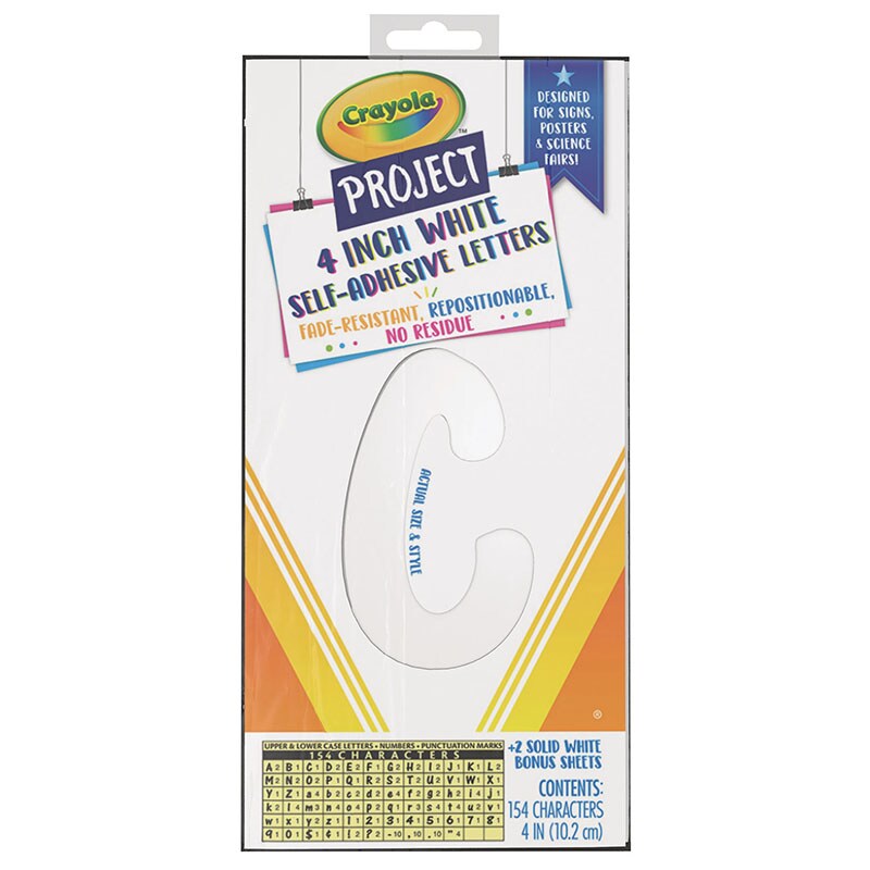 Self-Adhesive Upper & Lowercase Letters, White, 154 Characters