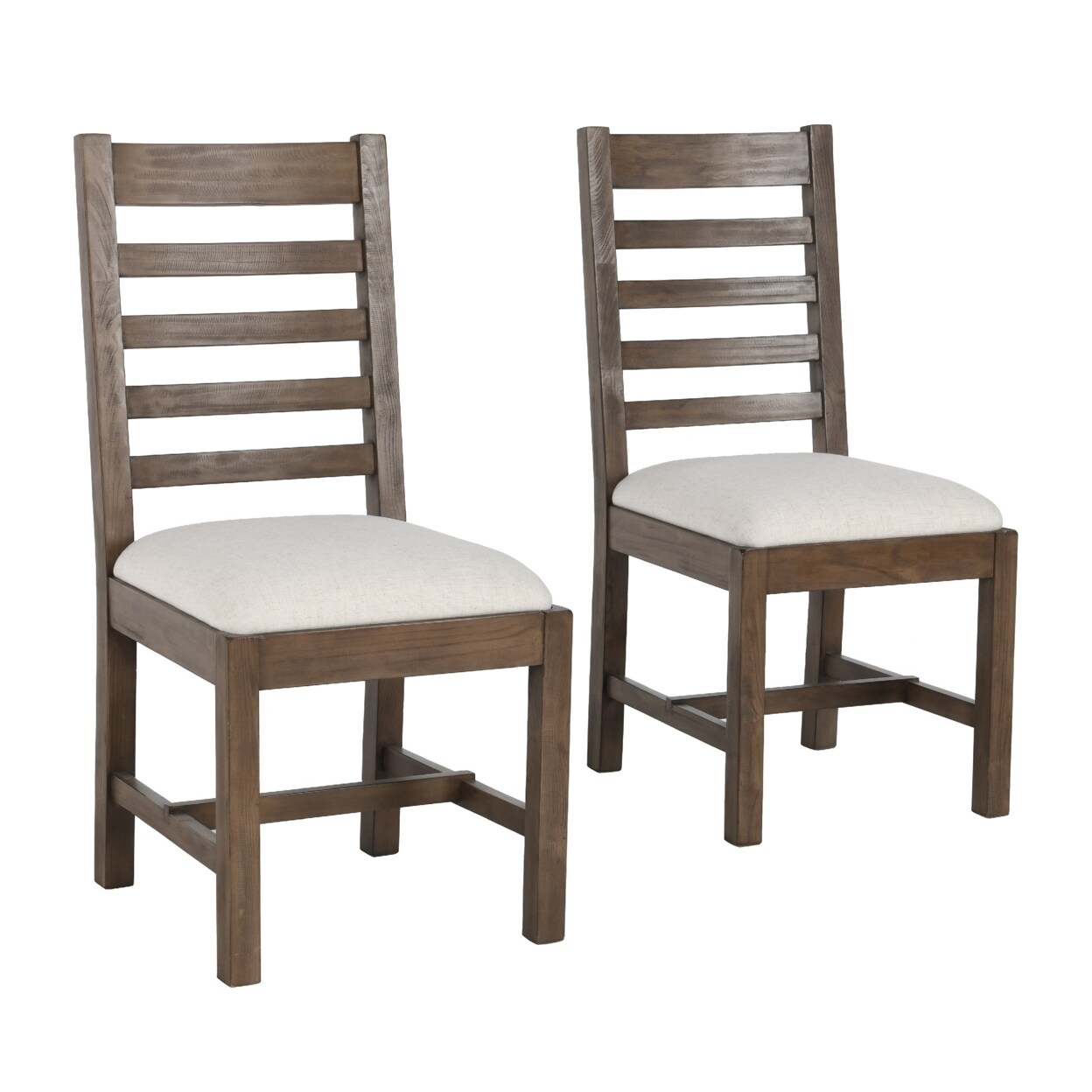 Saltoro Sherpi 18 Inch Dining Chair, Ladder Back, Reclaimed Pine Wood, Set of 2, Brown-