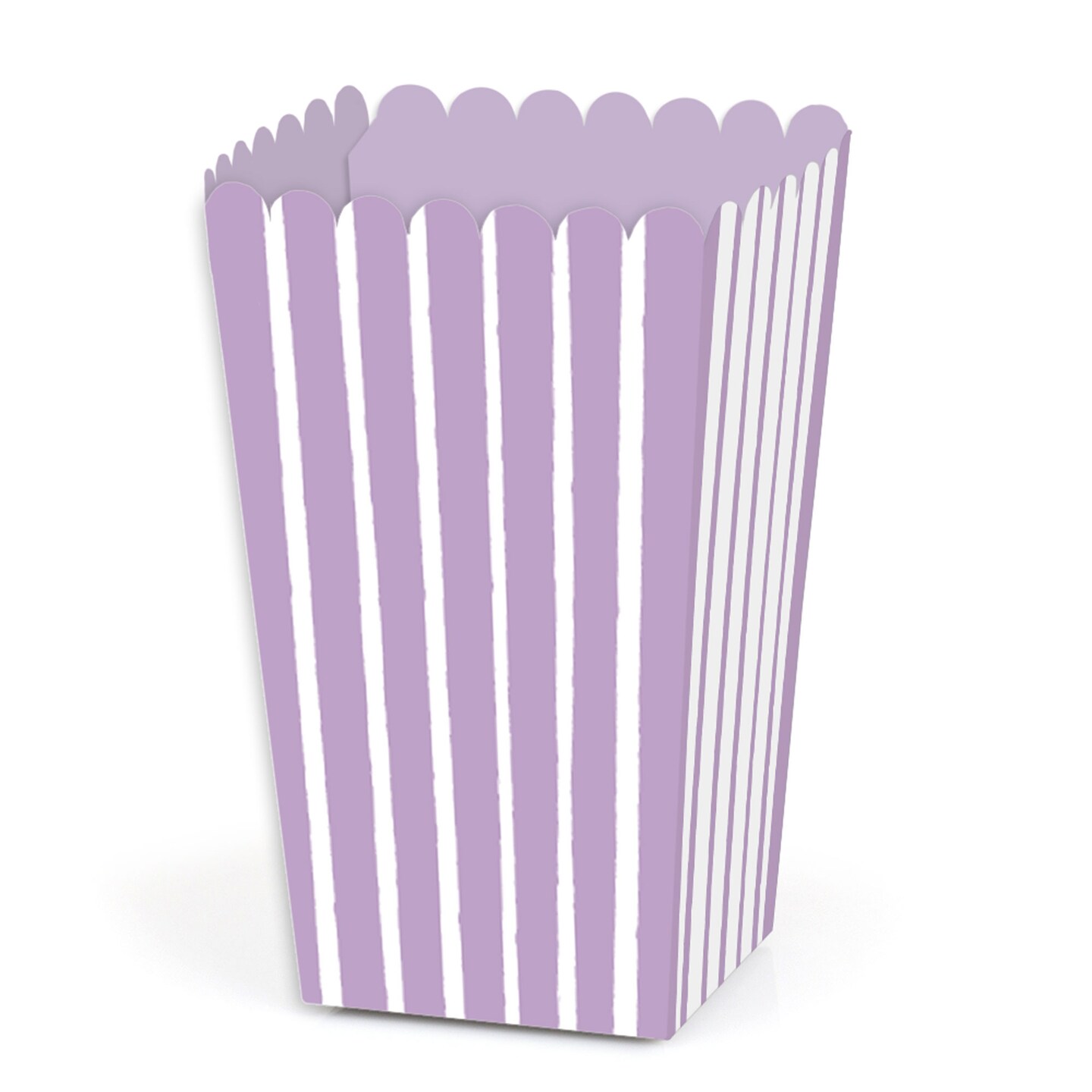 Big Dot of Happiness Purple Stripes - Simple Party Favor Popcorn Treat Boxes - Set of 12