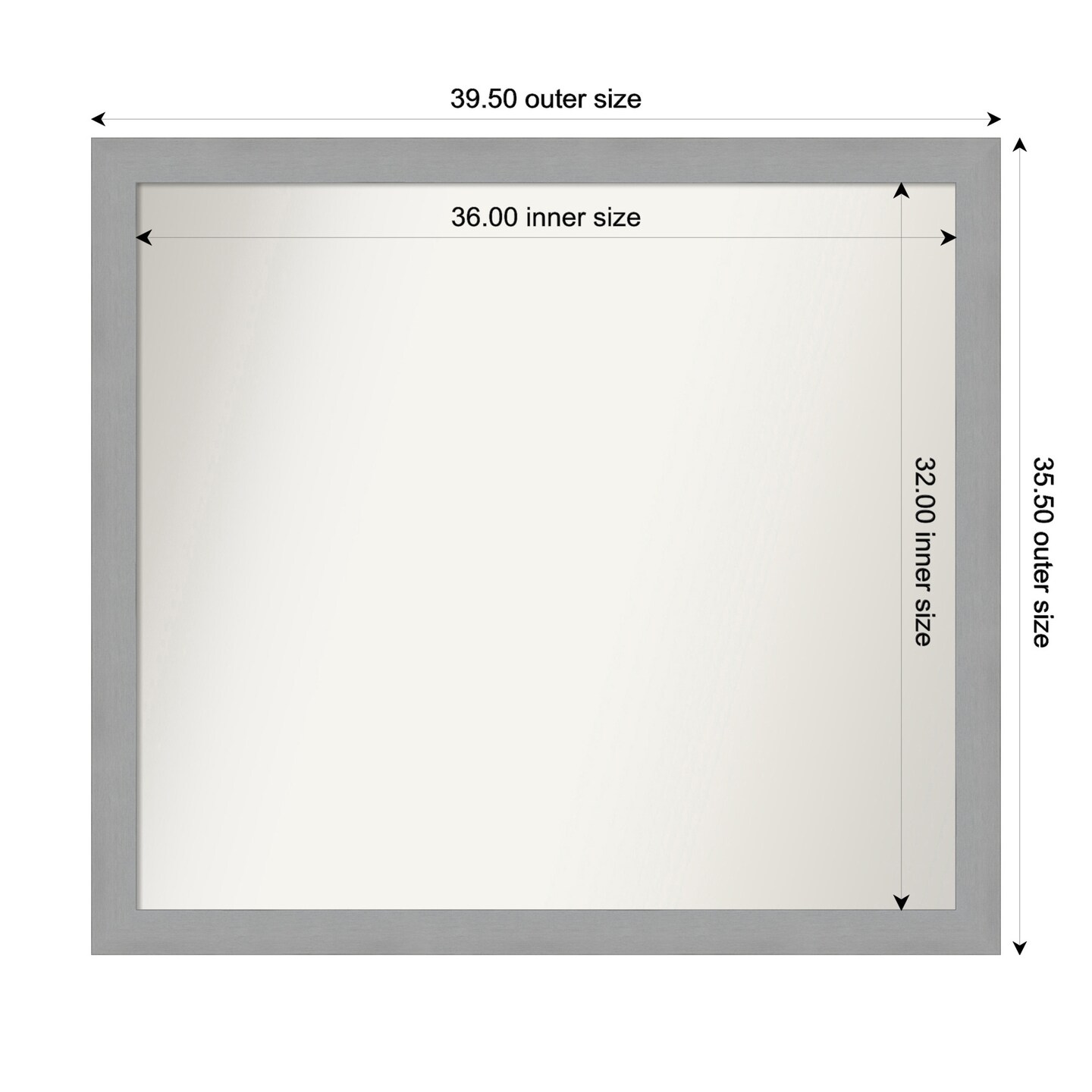 Brushed Nickel Non-Beveled Custom Framed Bathroom Vanity Wall Mirror
