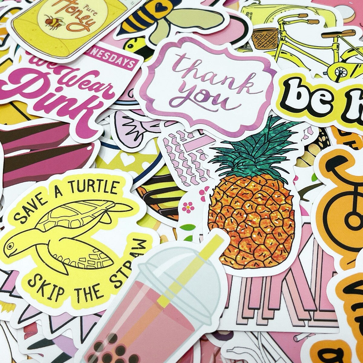 Wrapables Waterproof Vinyl Stickers for Water Bottles, Laptop, Phones, Skateboards, Decals for Teens, 100pcs