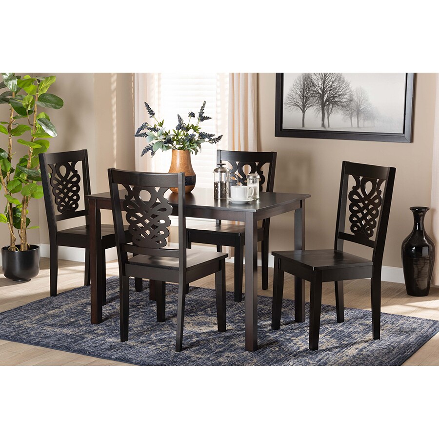 Wholesale Interiors Baxton Studio Luisa Modern and Contemporary Transitional Dark Brown Finished Wood 5 Piece Dining Set