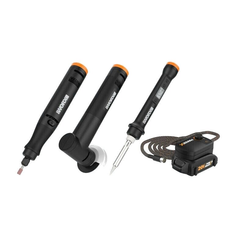 Worx MAKERX WX991L 3pc Crafting Tool Combo Kit - Rotary Tool + Angle Grinder + Wood &#x26; Metal Crafter