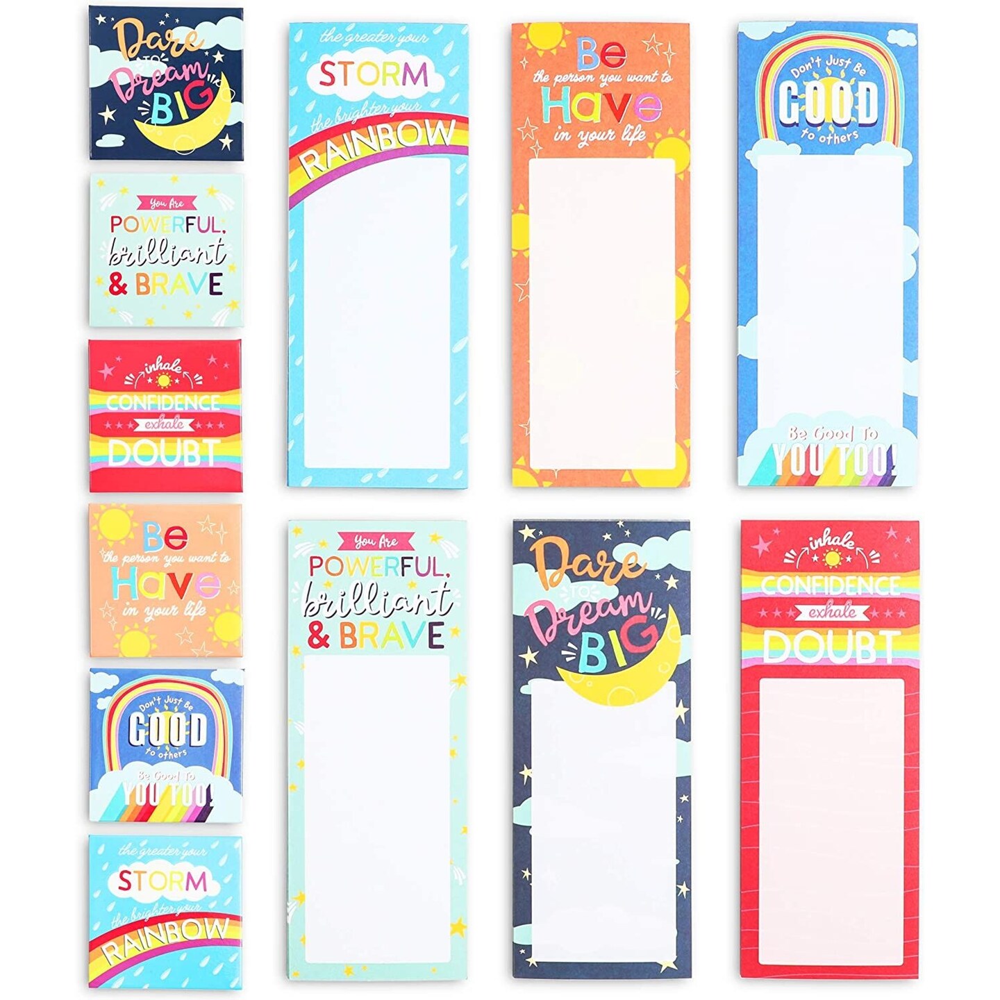 6 Refrigerator Magnetic to-Do Notepad with 6 Inspirational Magnets (12 Pieces)
