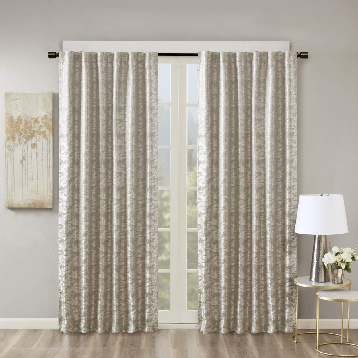 SUNSMART Marble Jacquard Total Blackout Curtain Panel Grey/Silver 50x95