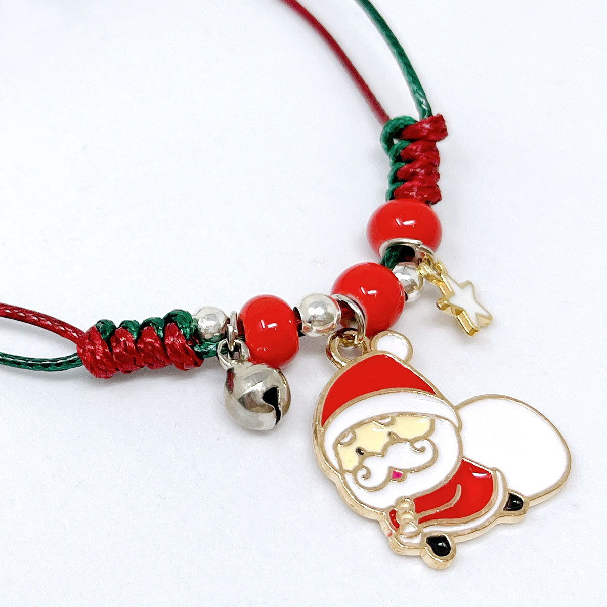 Wrapables Friendship Beaded Enamel Charm Bracelet, Santa