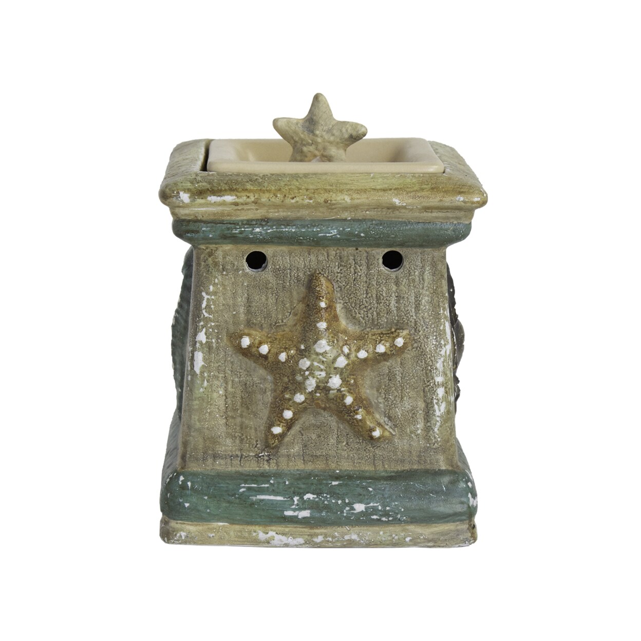 Scentsationals   Decorative Scented By The Sea Full Size Ceramic Wax Warmer, Cream