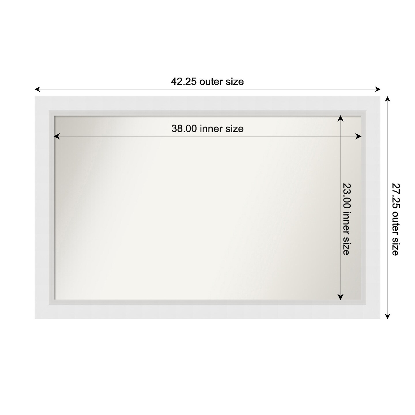 Blanco White Non-Beveled Custom Framed Bathroom Vanity Wall Mirror