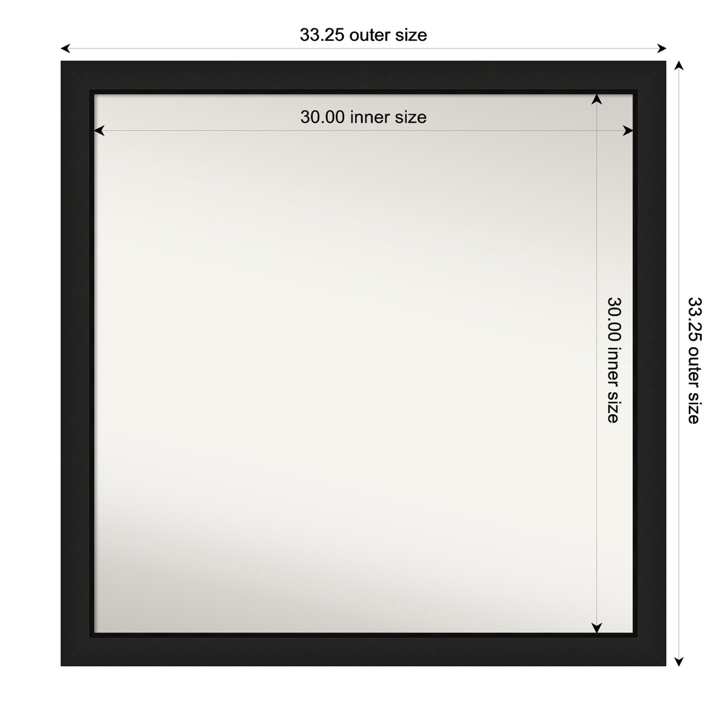 Midnight Black Narrow Non-Beveled Custom Framed Bathroom Vanity Wall Mirror