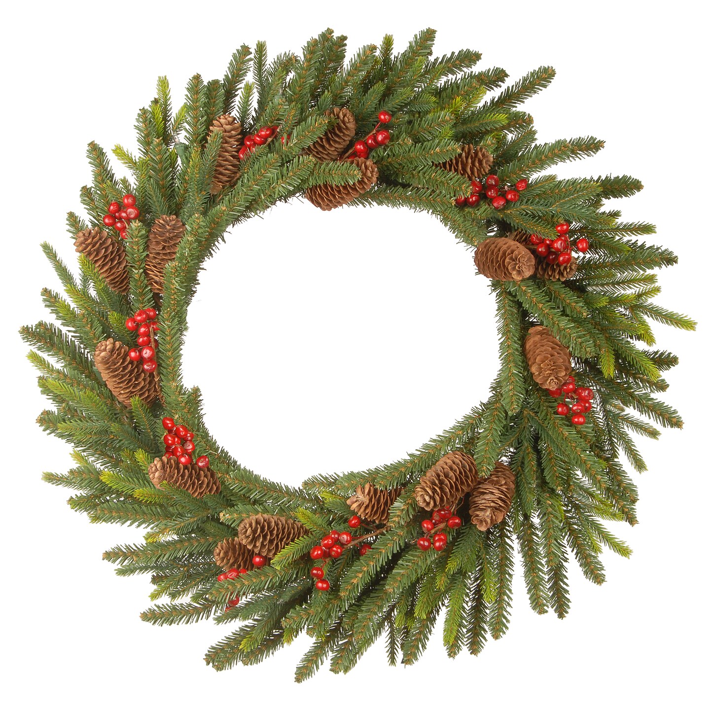 National Tree Company Artificial Christmas Wreath, Green, Dorchester, Decorated with Pine Cones, Berry Clusters, Christmas Collection, 24 Inches