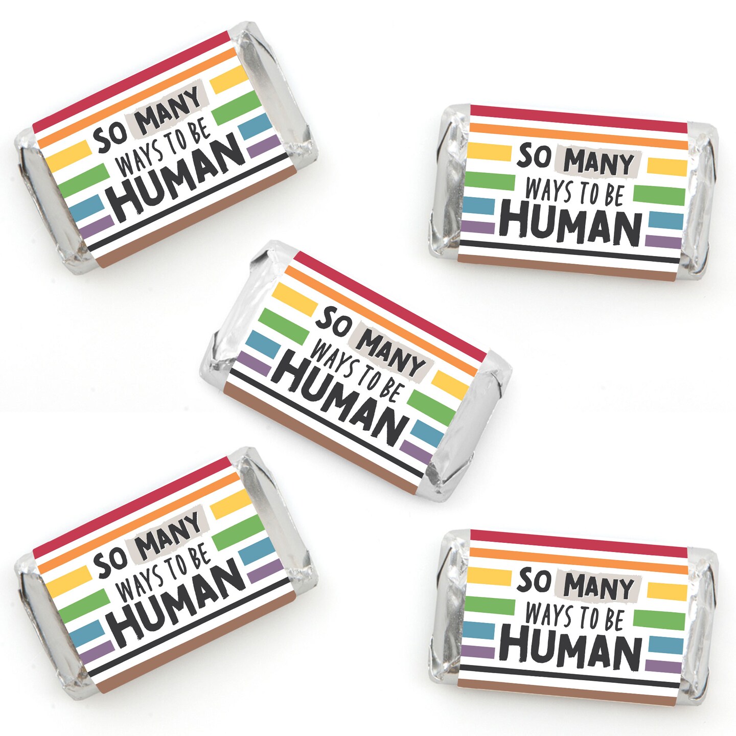 Big Dot of Happiness So Many Ways to Be Human - Mini Candy Bar Wrapper Stickers - Pride Party Small Favors - 40 Count