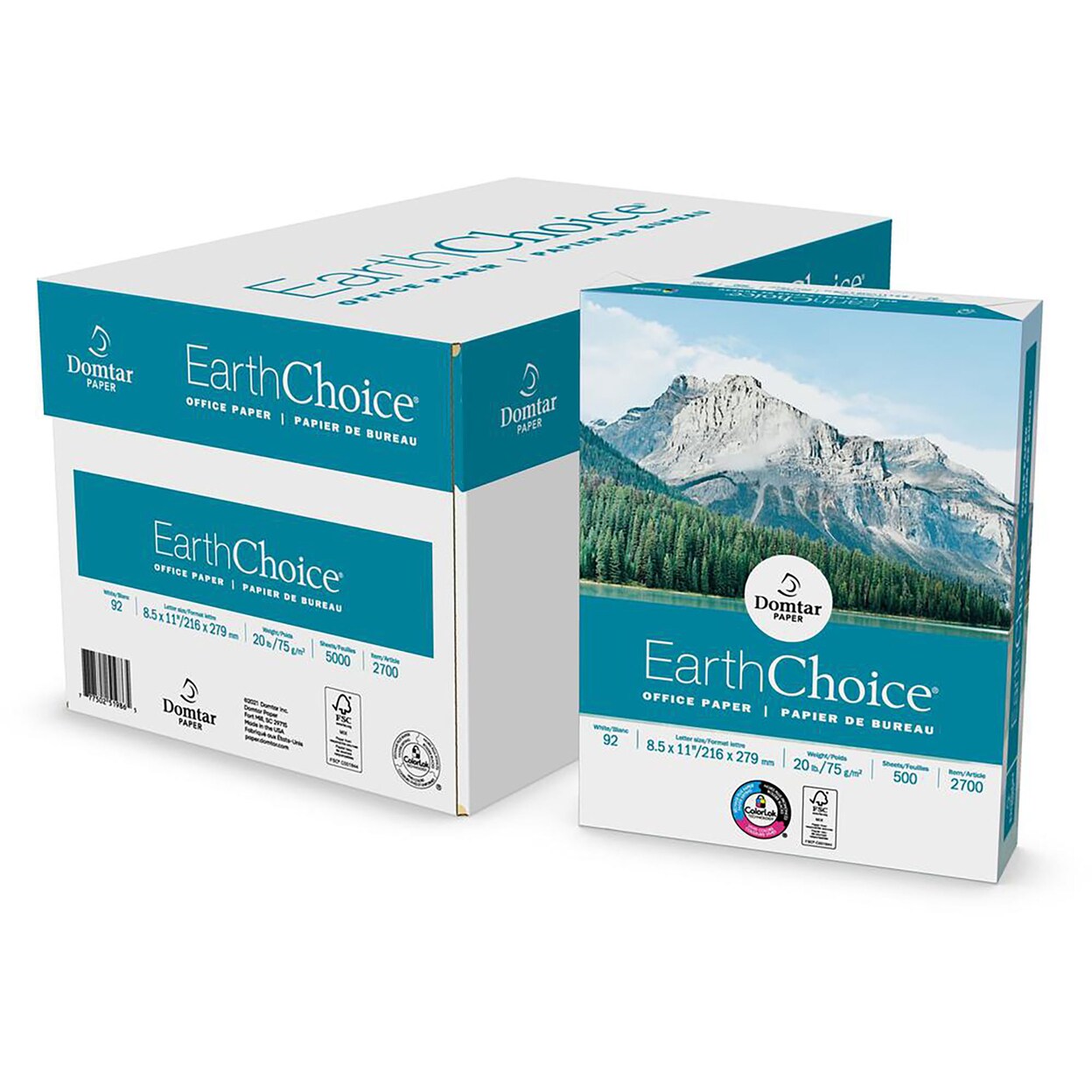 Domtar Earthchoice Office Paper - White - Letter - 8 1by2" X 11" - 20 Lb Basis Weight