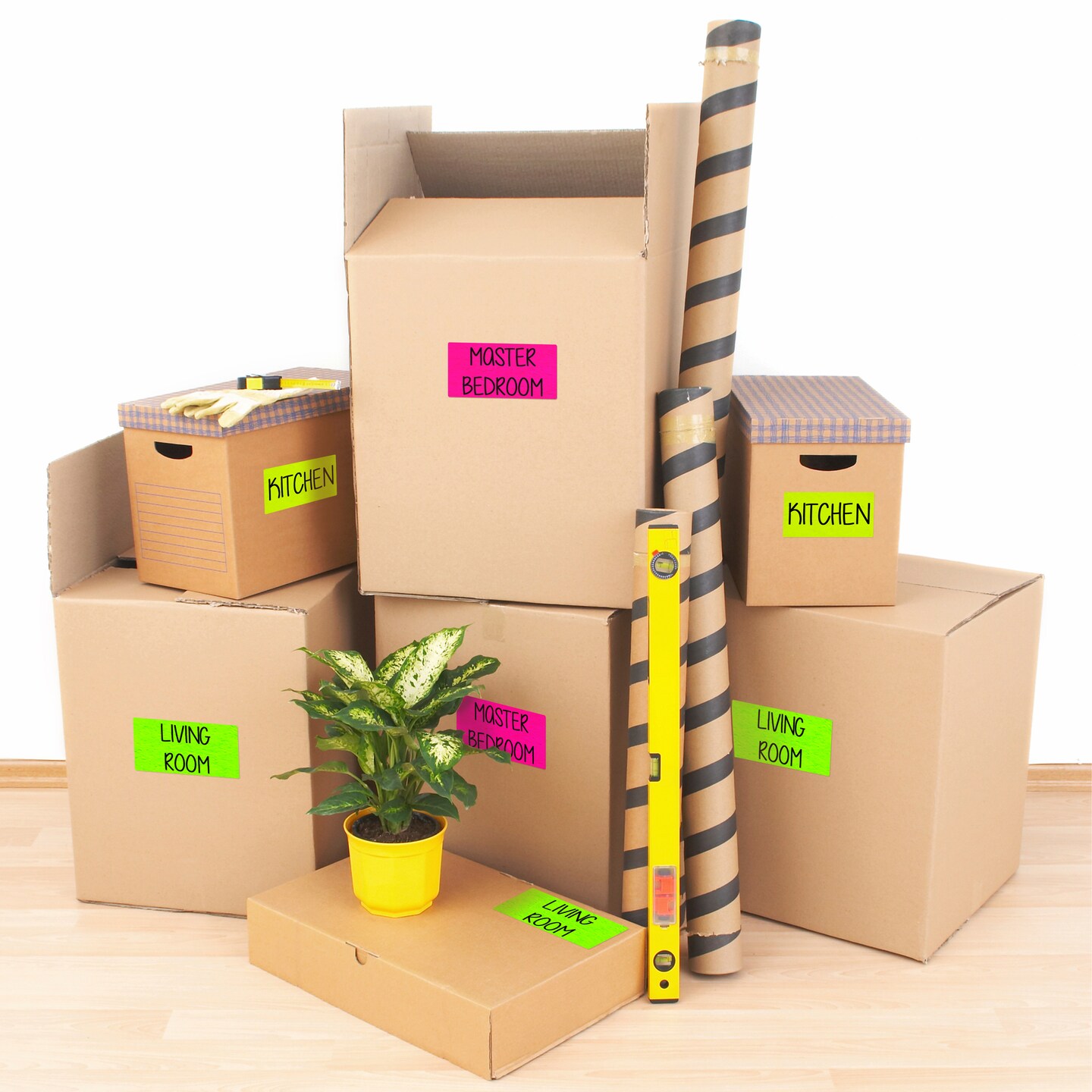 Avery Neon Shipping Labels with Sure Feed for Laser Printers, 2&#x22;x4&#x22;, Assorted Colors, 150 Labels (5978)