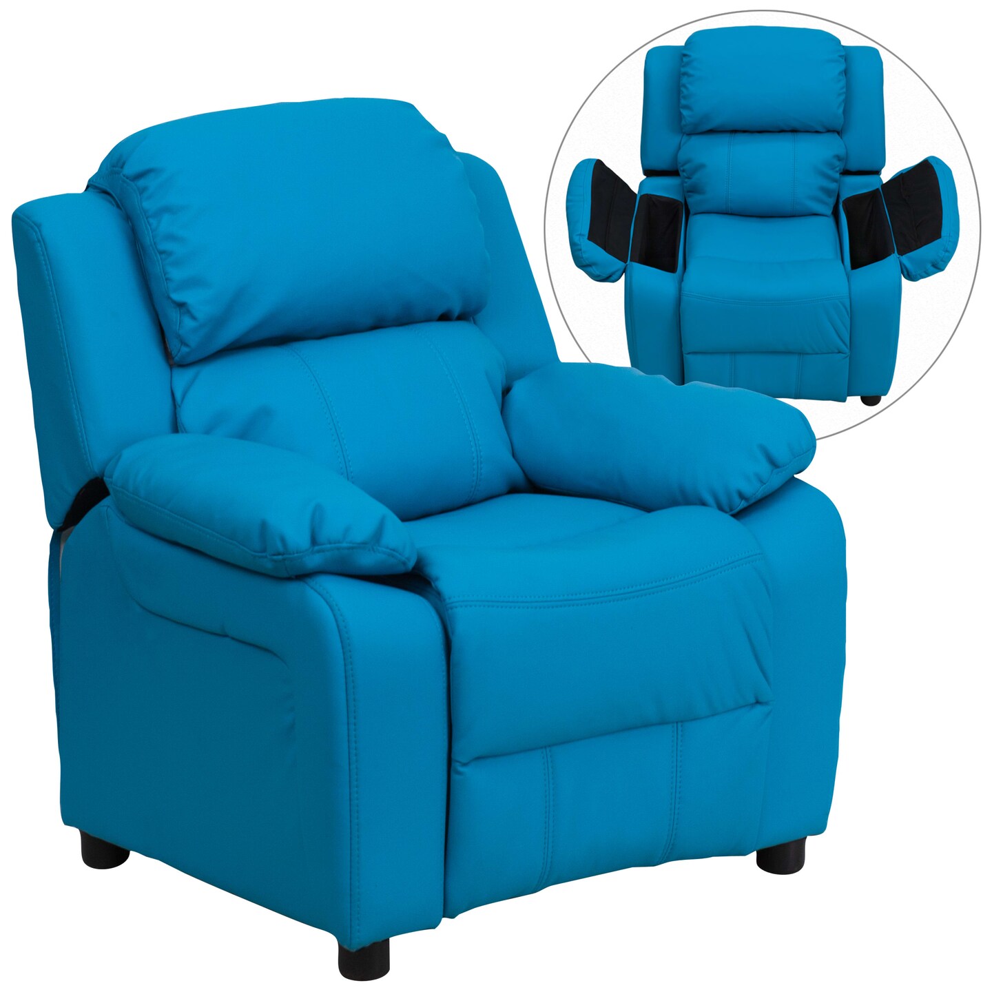 Emma and Oliver Deluxe Padded Contemporary Kids Recliner with Storage Arms