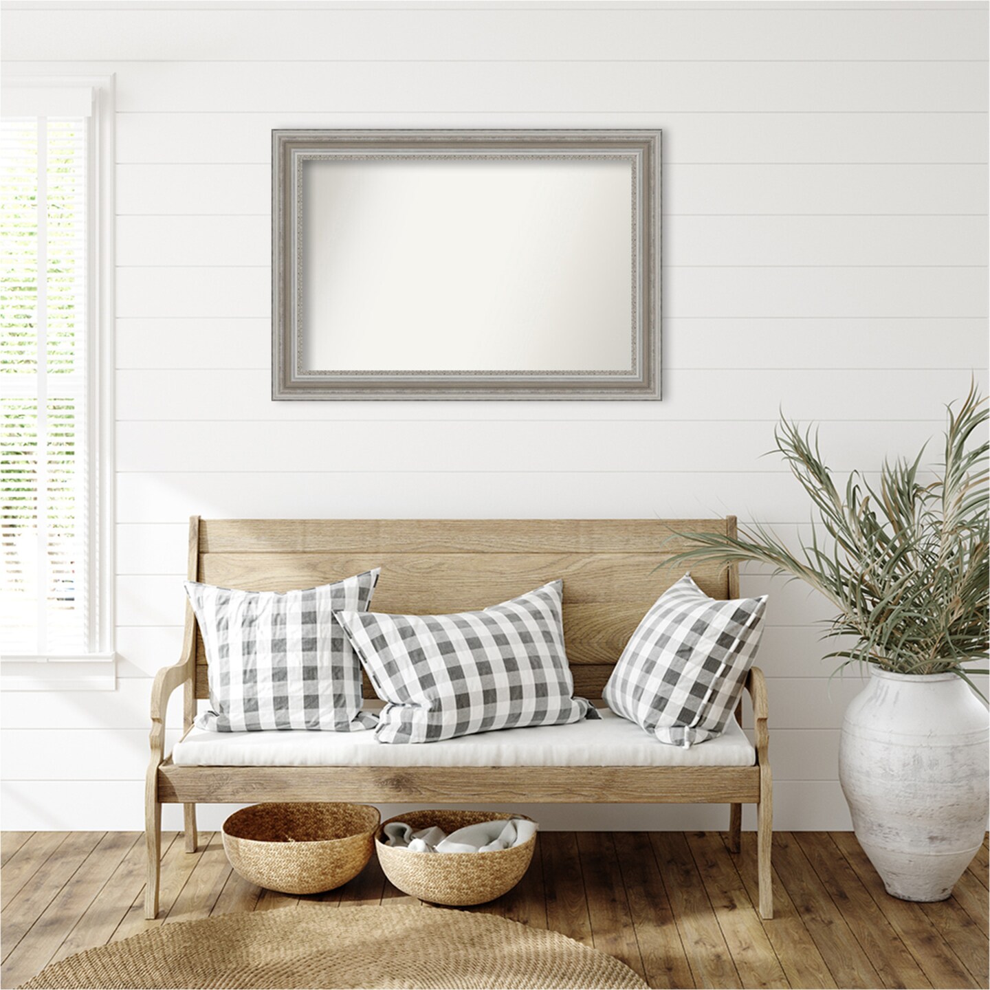 Parlor Silver Non-Beveled Custom Framed Bathroom Vanity Wall Mirror