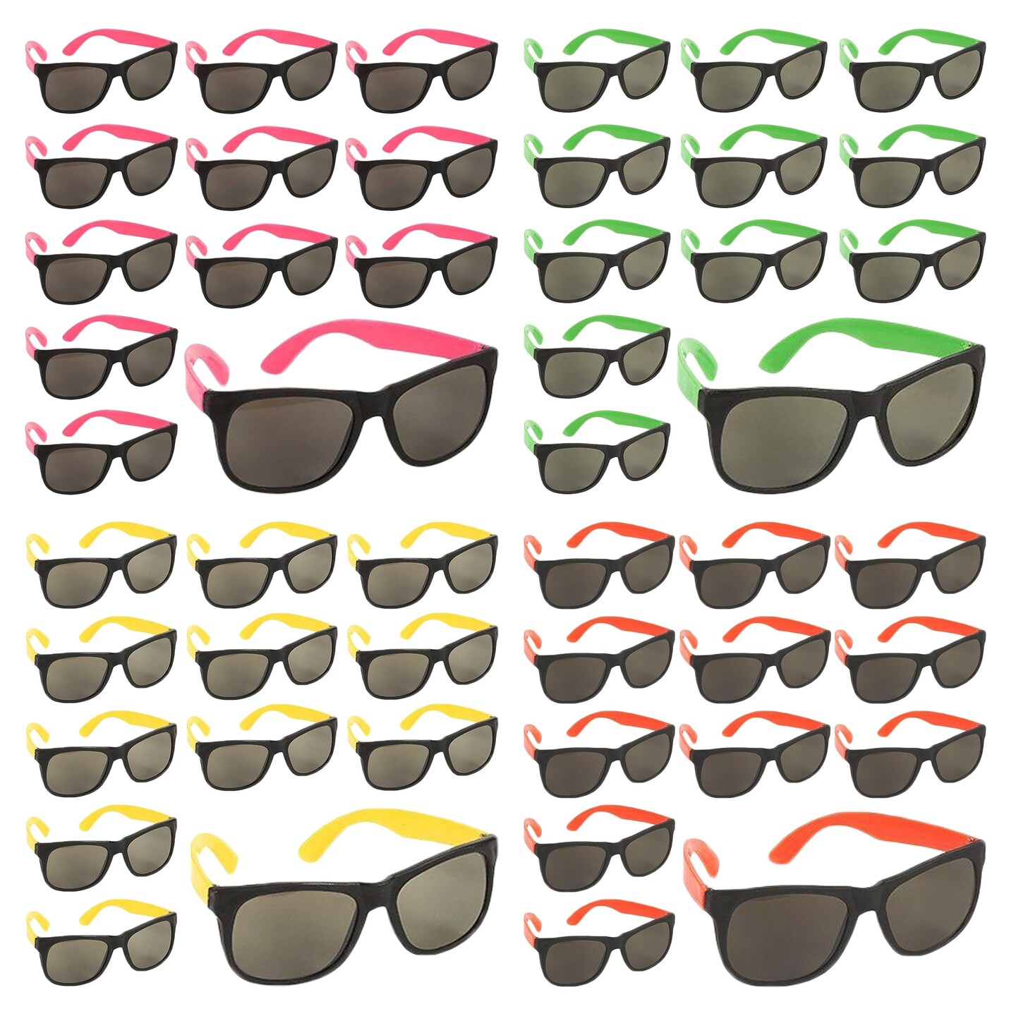 48 Pack Retro Party Sunglasses Bulk for 80s and 90s Birthday