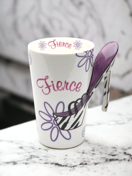 Ceramic Fierce Zebra Print High Heel Coffee Mug, Home D&#xE9;cor, Gift for Her, Mom, Friend, or Coworker, Kitchen D&#xE9;cor, Office Decor