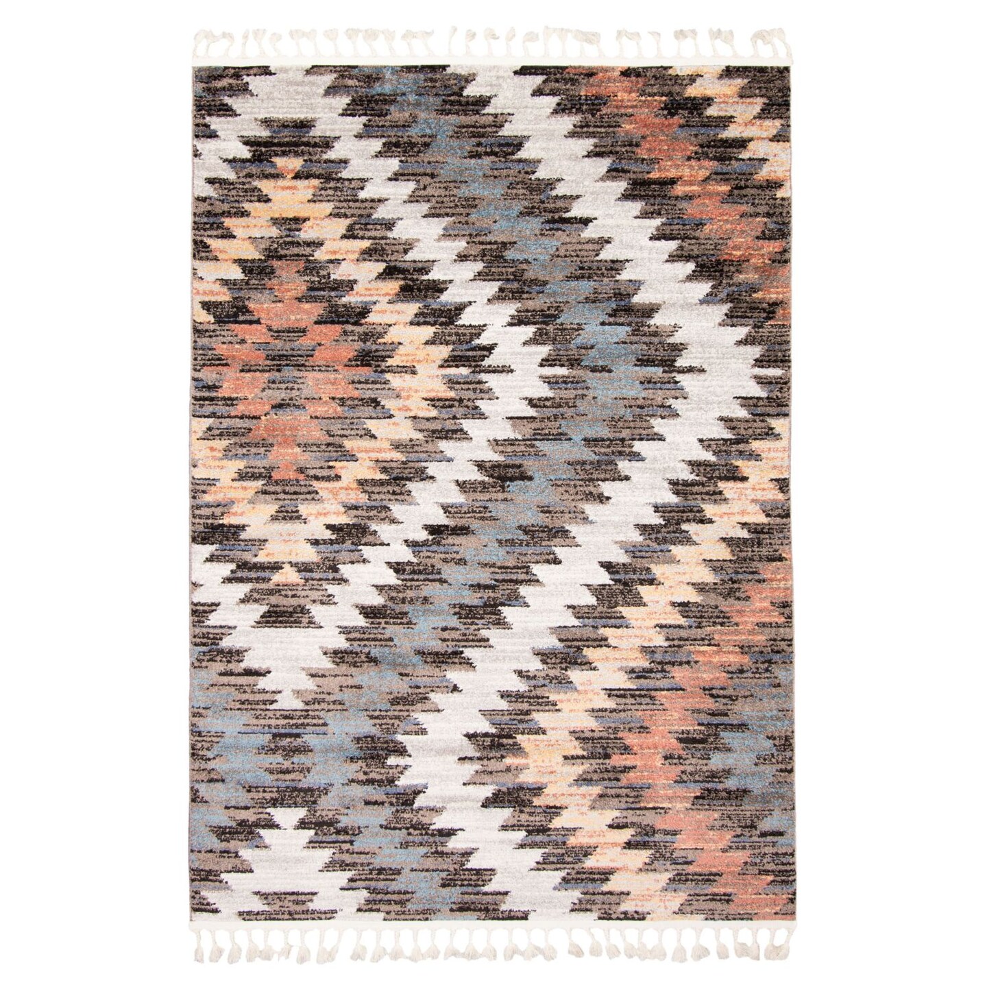 Chaudhary Living 5&#x27; x 7.5&#x27; Geometric Area Throw Rug - Taupe and Black