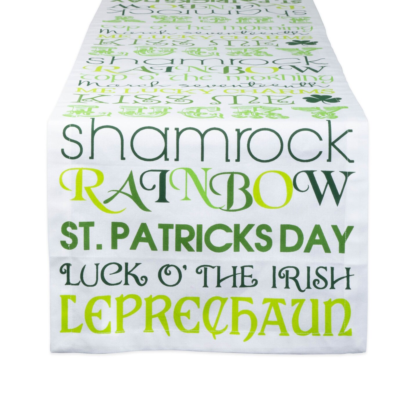 Contemporary Home Living Shamrock Rainbow St. Patrick&#x27;s Day Table Runner - 72&#x22; - White and Green