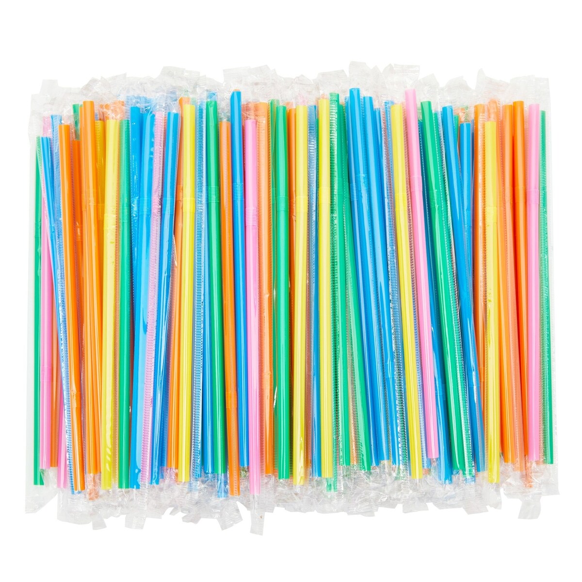 Multicolor Plastic Flexible Drinking Straws, Disposable Individually Wrapped (7.75 In, 500 Pieces)
