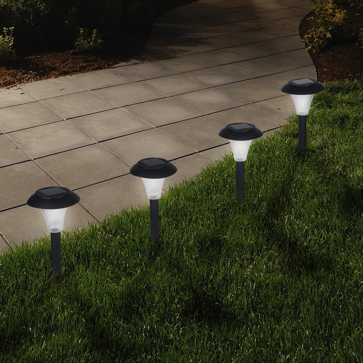 Pure Garden   Solar Powered Black Accent Lights - Set of 8