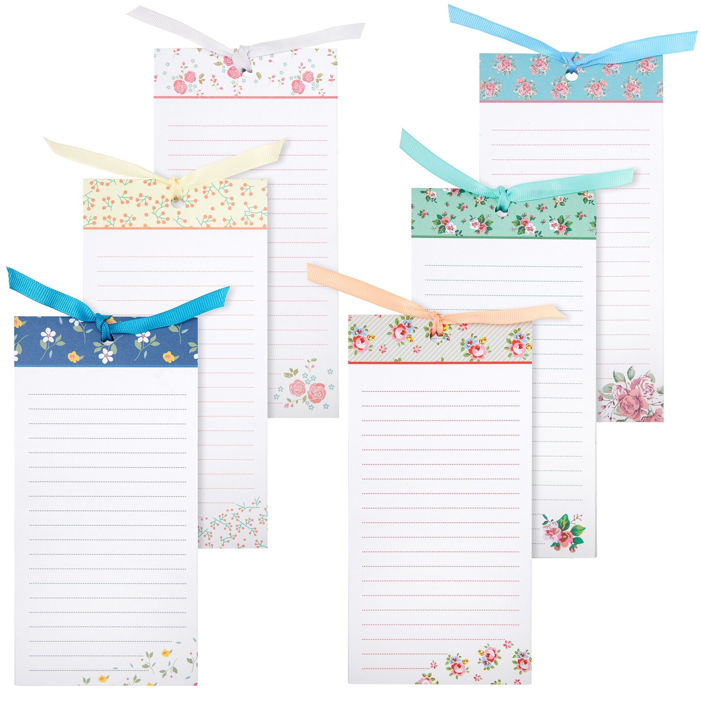 6-Pack Magnetic Notepads for Refrigerator - Floral Shopping List, To-Do, Memo, Scratch Pads (4x8 In, 60 Sheets Each)
