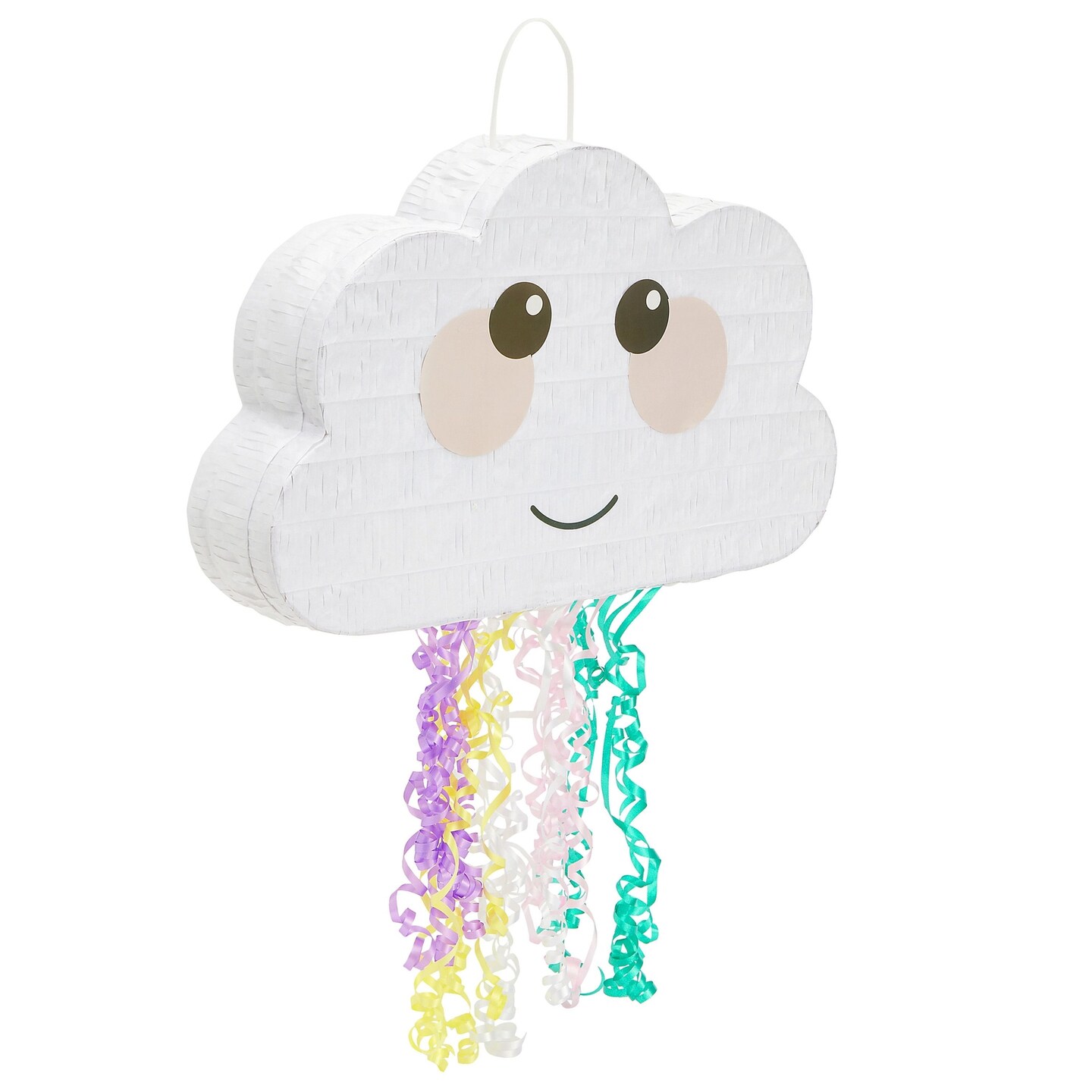 Pull String Cloud Pinata for Girls Rainbow Birthday Party Supplies, Baby Shower Decorations (16.5 x 10 x 3 In)